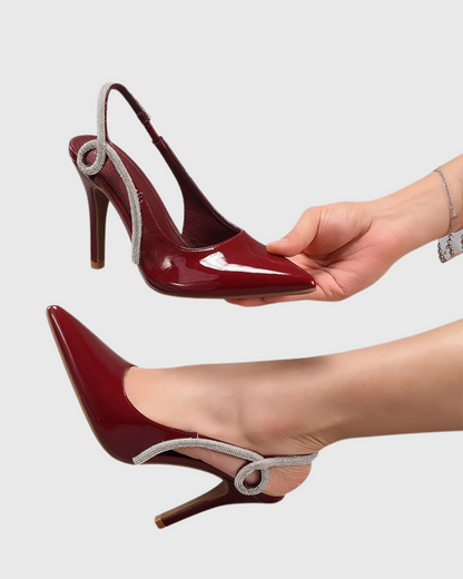 Xuxa Rhinestone Slingback Pumps In Wine