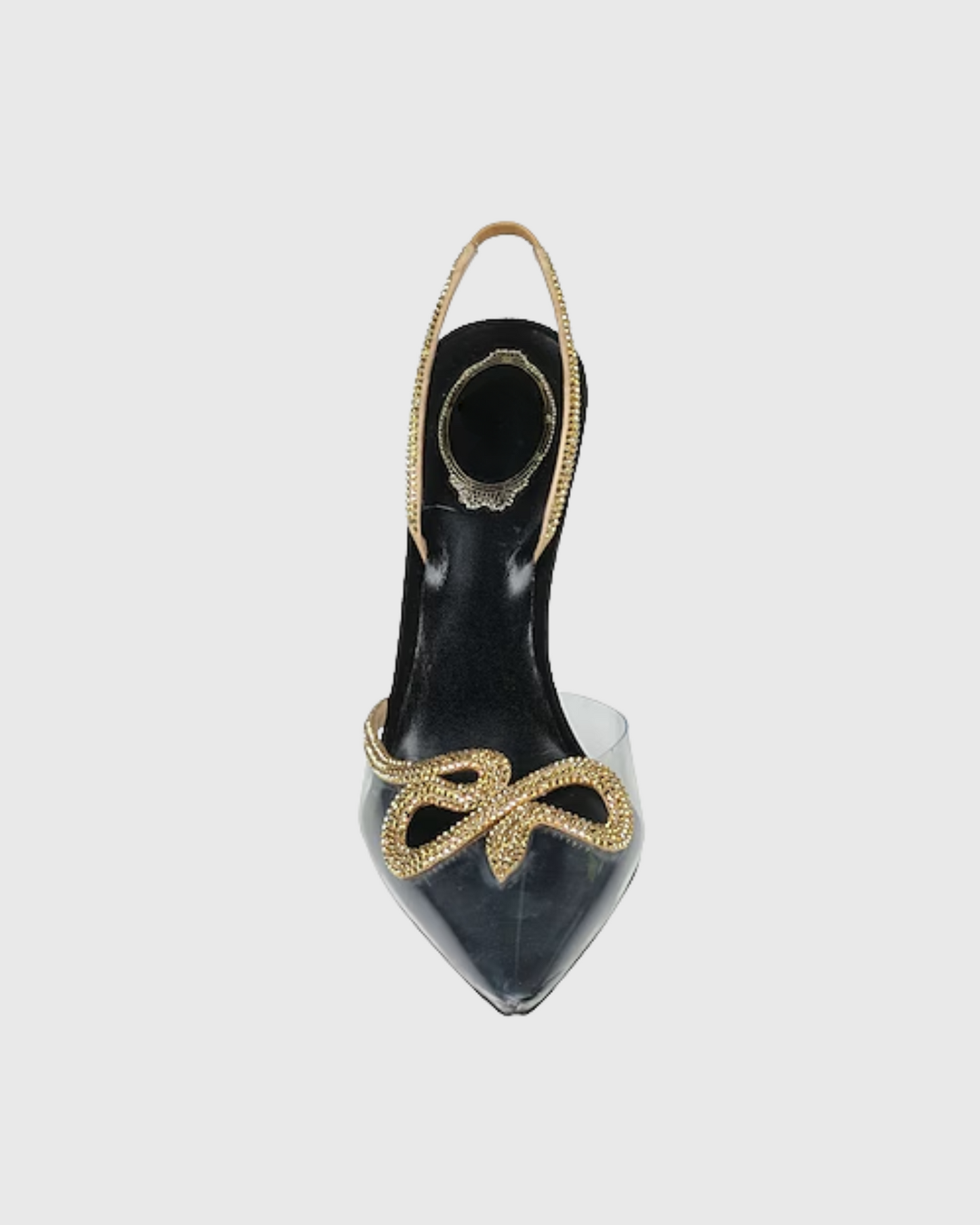 Xuxa Rhinestone Snake PVC Slingback Pumps In Black