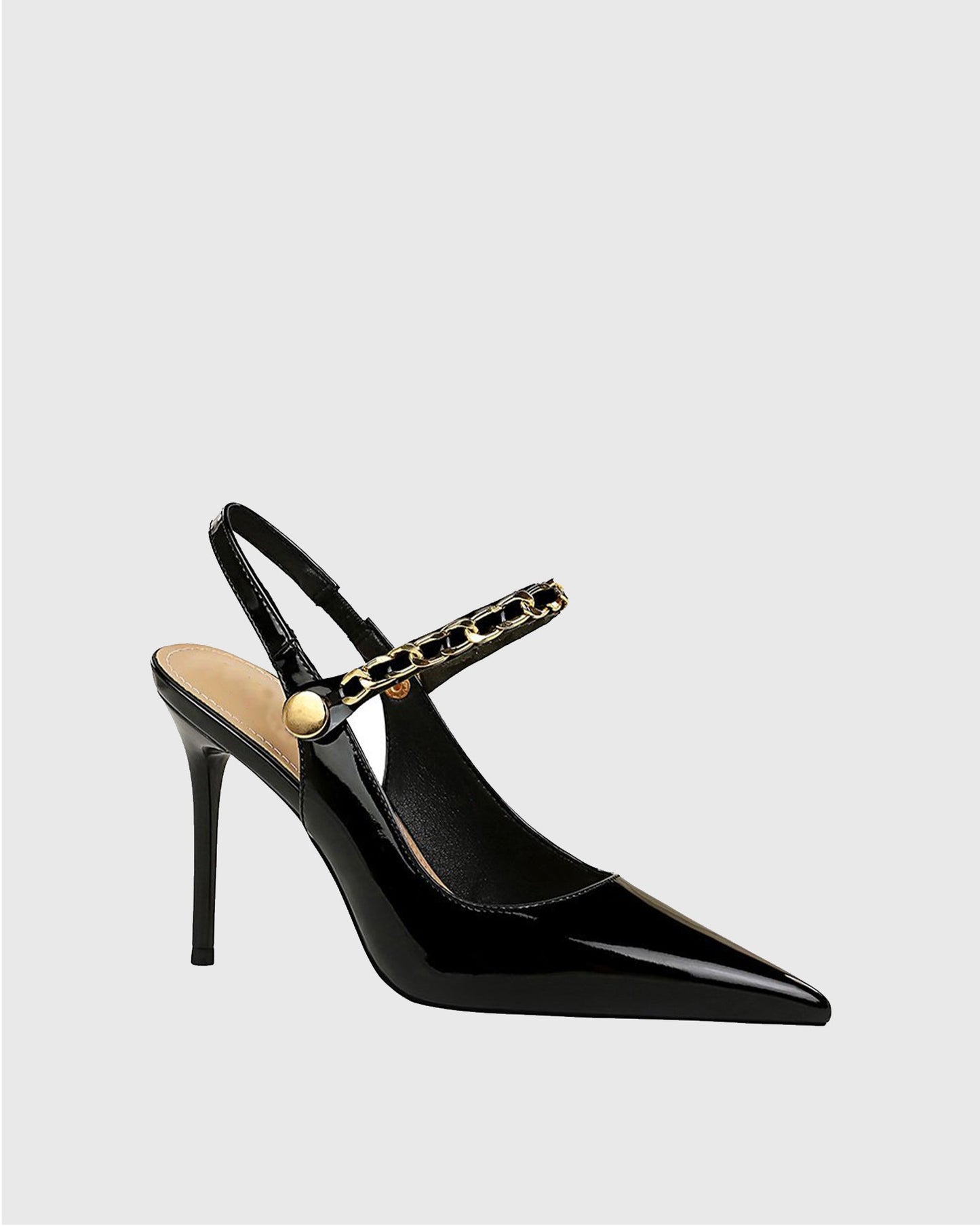 Xylona Metal Chain Slingback Pumps In Black