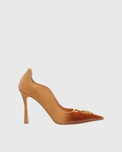 Yadira Metal Keyhole Pumps In Ombre Brown