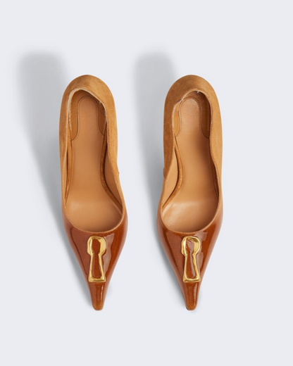 Yadira Metal Keyhole Pumps In Ombre Brown