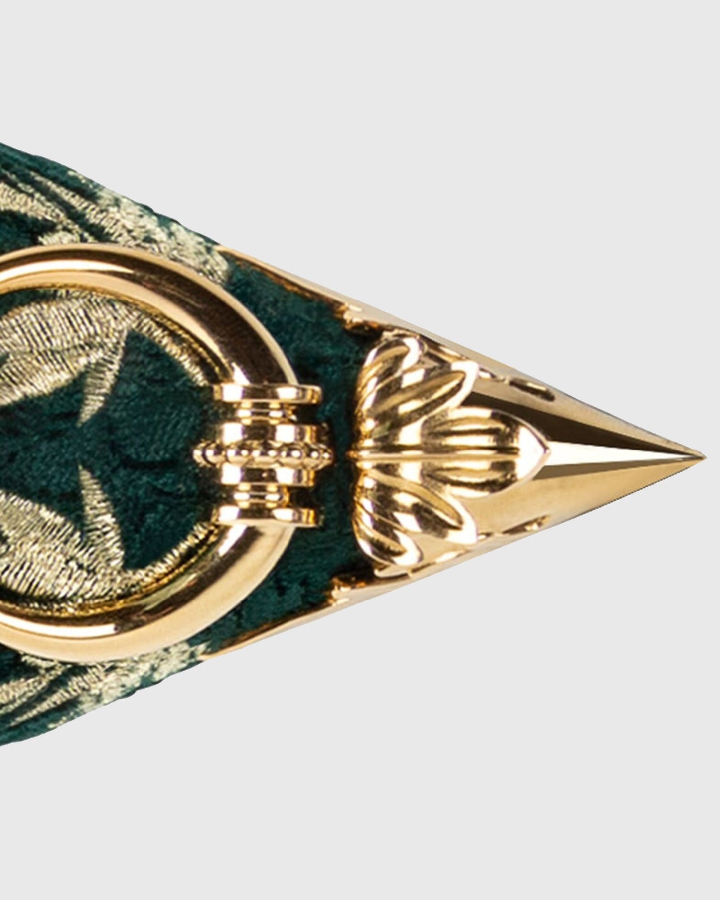 Yaiza Metal Studs Embroidery Slingback Flats In Emerald