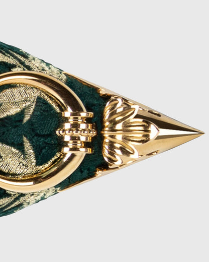 Yaiza Metal Studs Embroidery Slingback Flats In Emerald