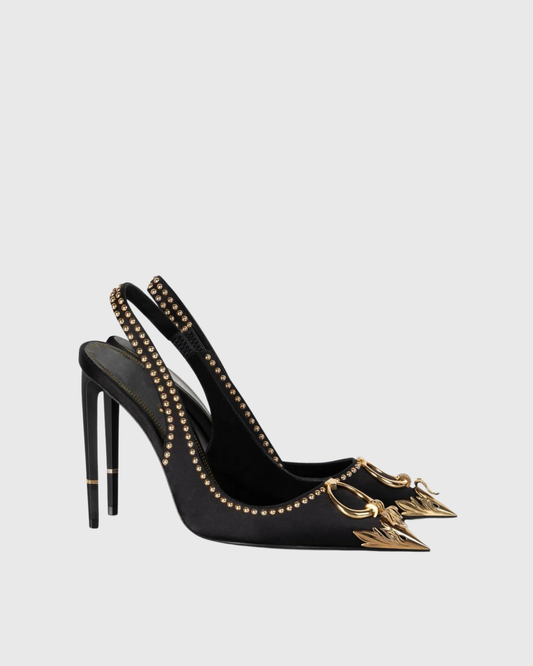 Yaiza Metal Studs Slingback Pumps