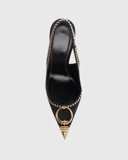 Yaiza Metal Studs Slingback Pumps