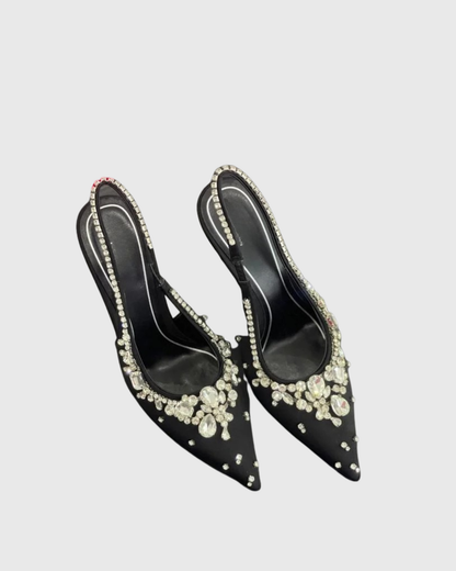 Yaiza Rhinestone Vine Slingblack Pumps In Black