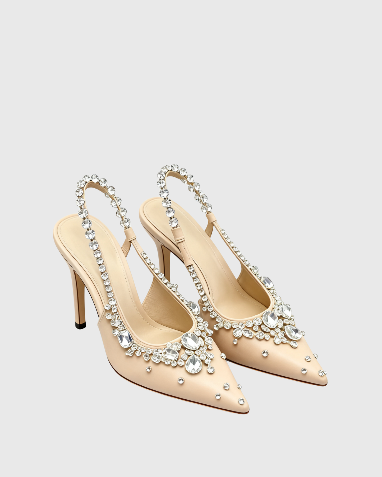 Yaiza Rhinestone Vine Slingblack Pumps In Nude