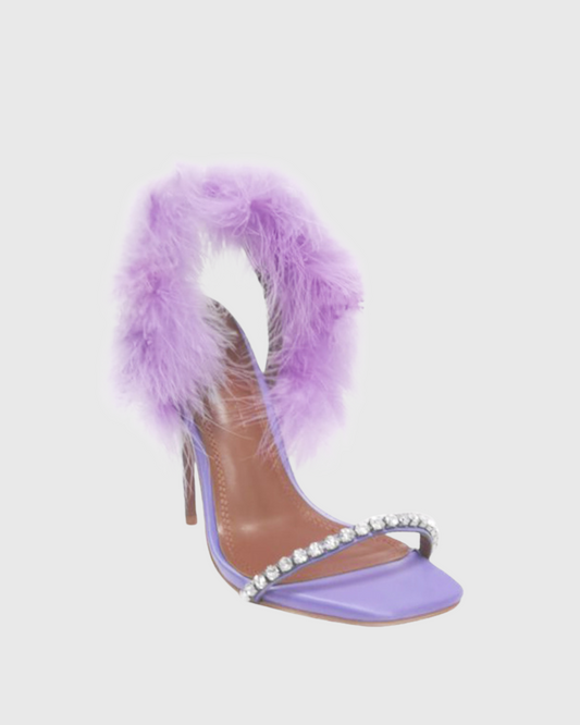 Yaliza Feather Slingback Sandals In Purple
