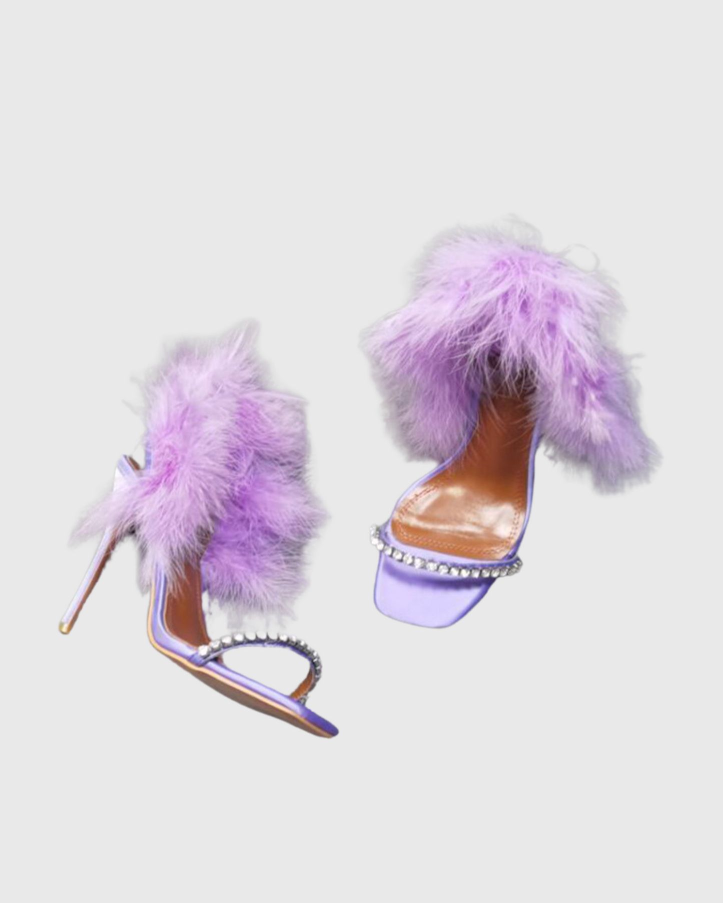 Yaliza Feather Slingback Sandals In Purple