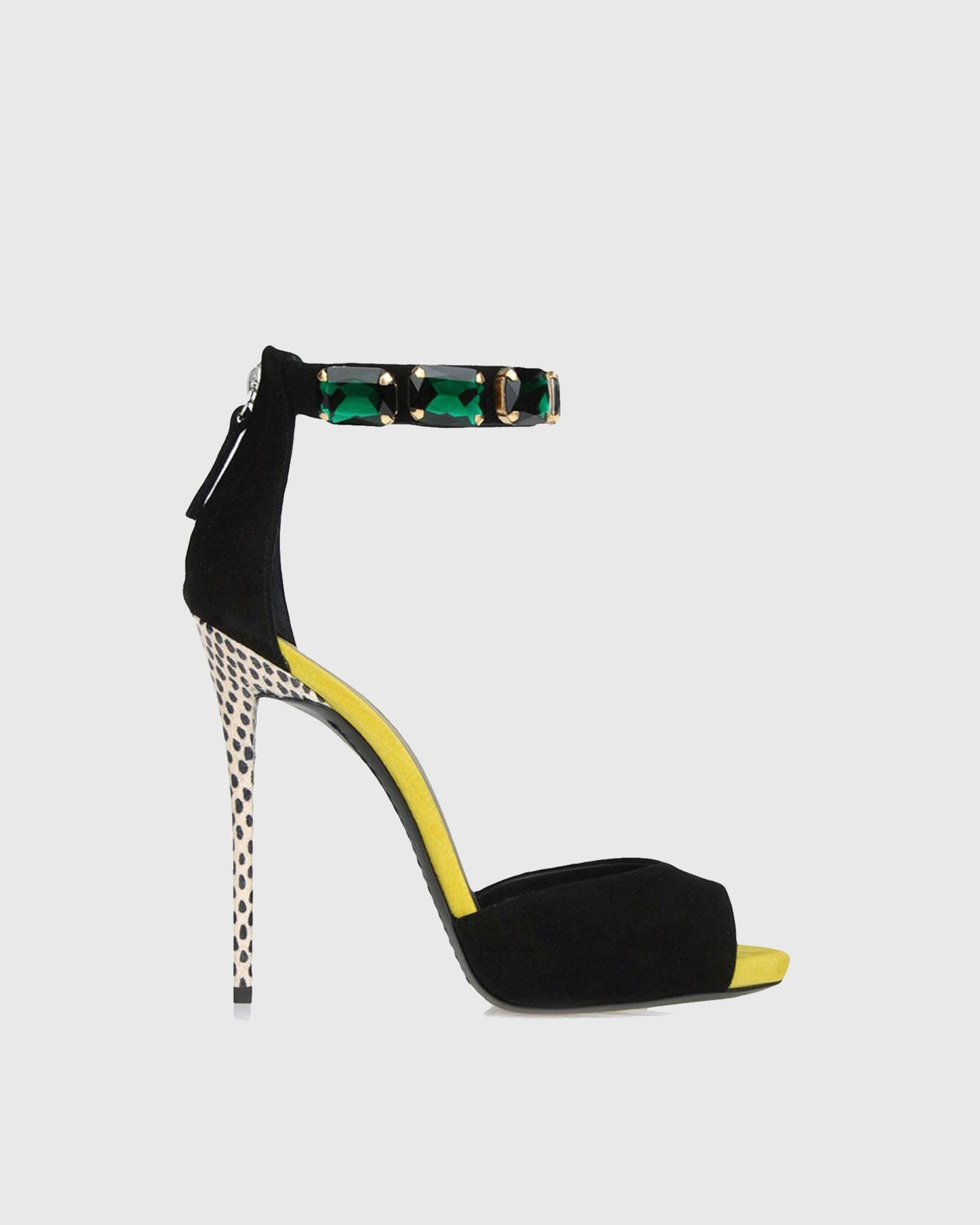 Yan Polka Dot Heel Gem Embellished Strap Sandals