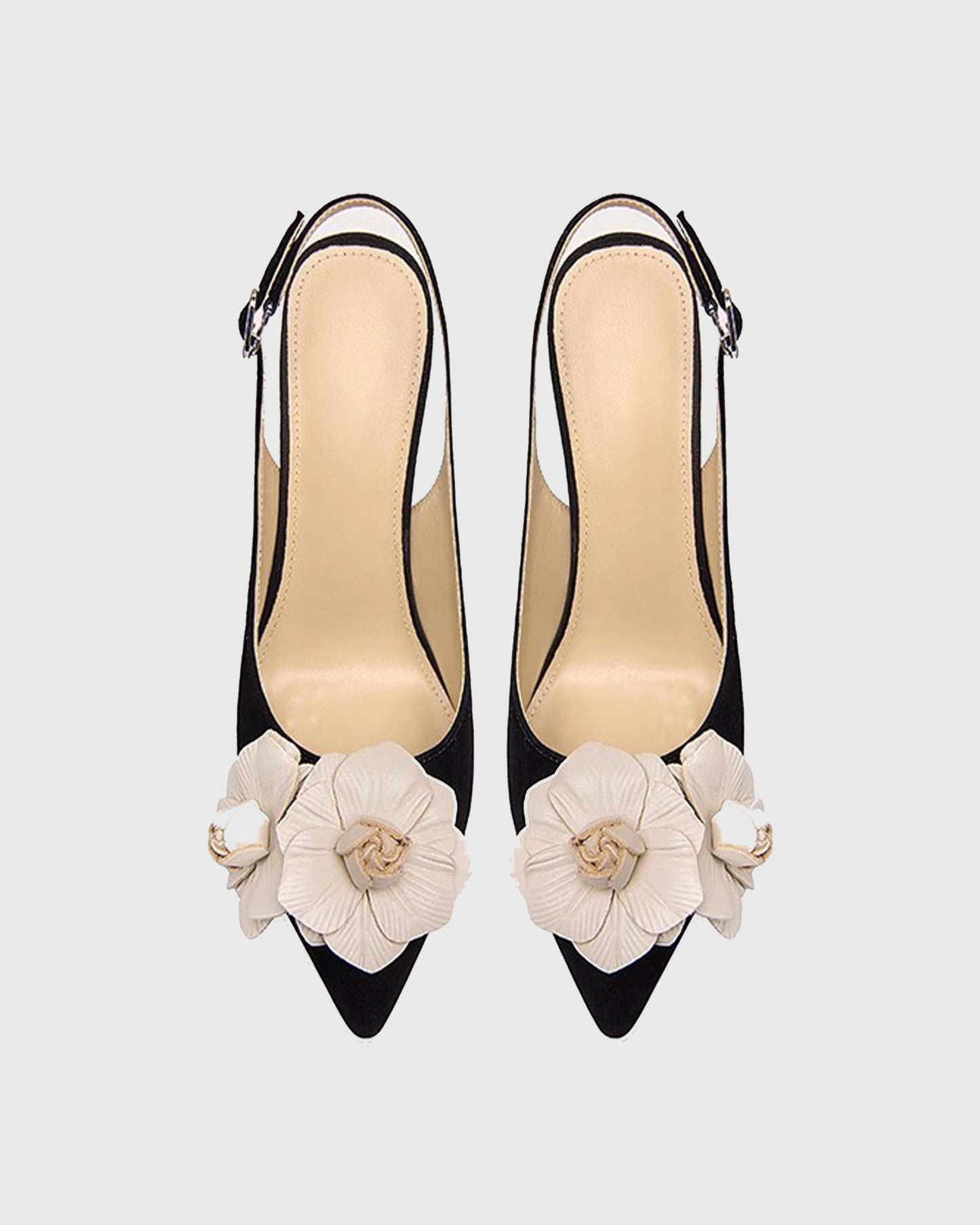 Yasmin Twin Flower Velvet Slingback Pumps