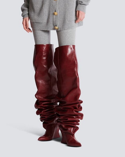 Yayoi Ruch Wedge Knee Hight Boots In Red