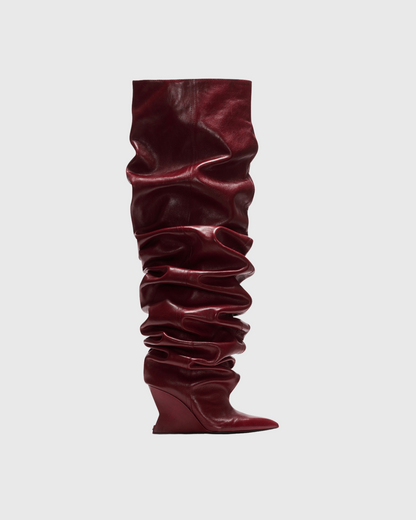 Yayoi Ruch Wedge Knee Hight Boots In Red