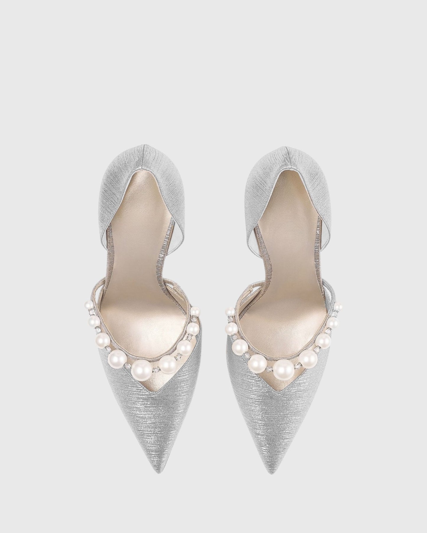 Yelena Pearl Strap Pumps In Silver