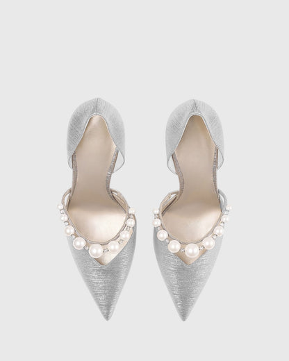 Yelena Pearl Strap Pumps In Silver