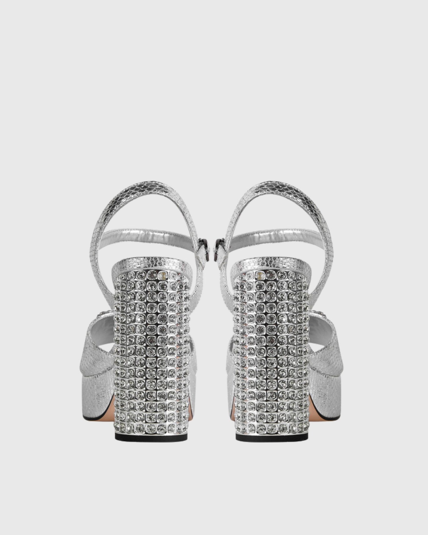 Zaahir Rhinestone Strap Platform Sandals In Silver