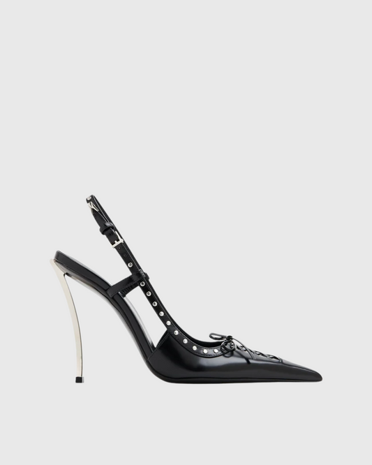 Zabella Rivet Slingback Pumps In Black