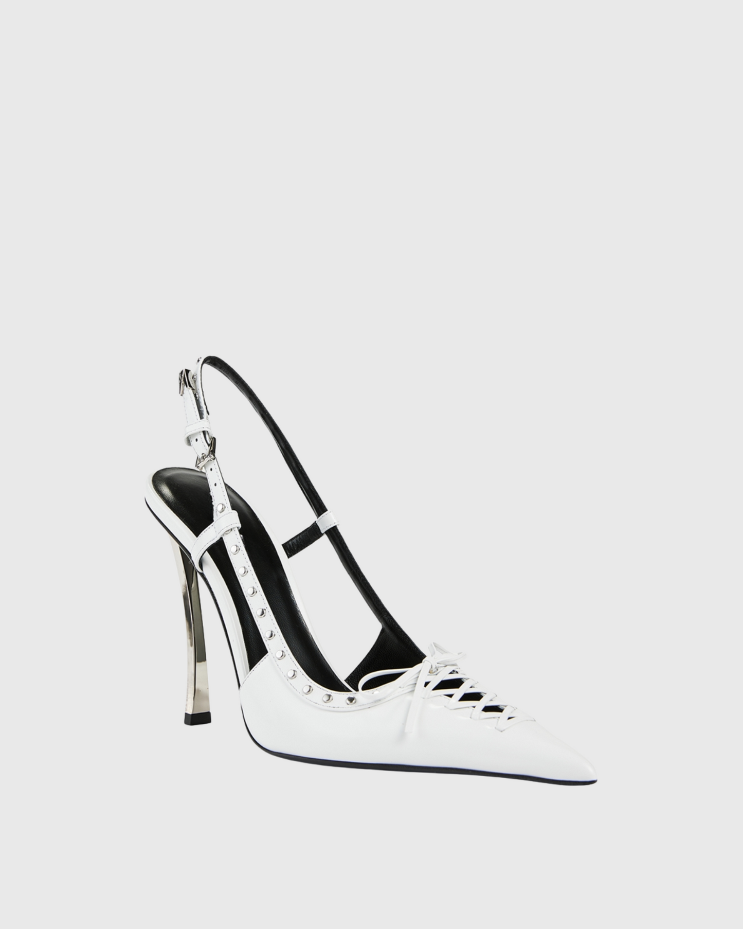 Zabella Rivet Slingback Pumps In White