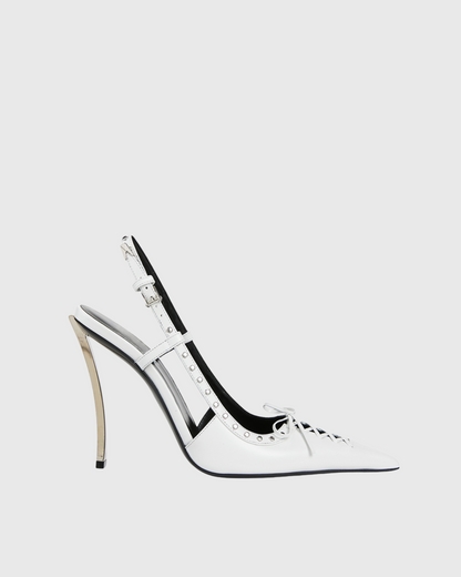 Zabella Rivet Slingback Pumps In White