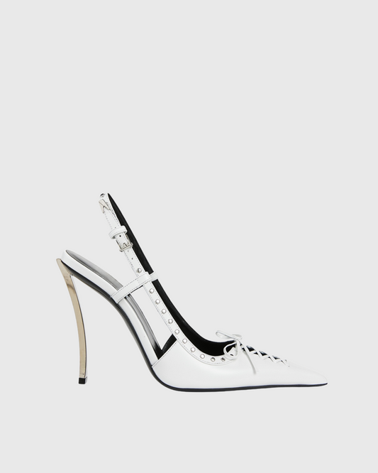 Zabella Rivet Slingback Pumps In White
