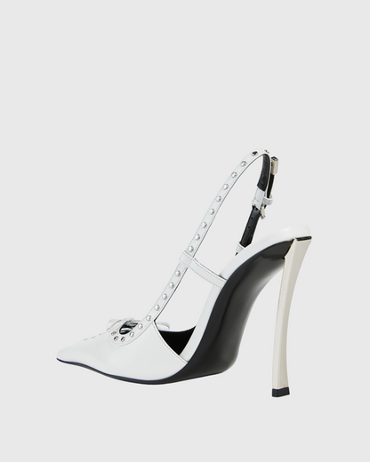 Zabella Rivet Slingback Pumps In White