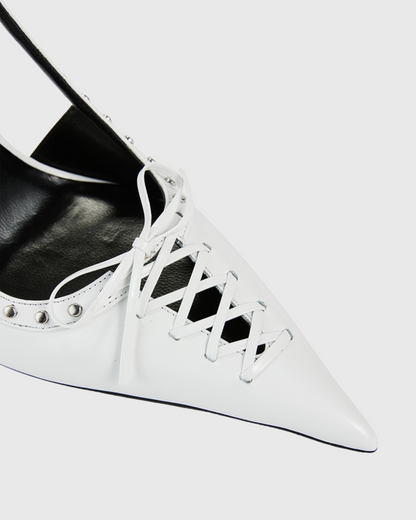 Zabella Rivet Slingback Pumps In White