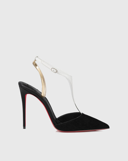 Zaccai T Strap Velvet Splicing Pumps