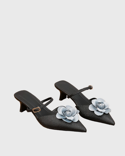 Zadie Rose Satin Mules In Black