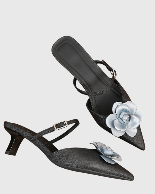 Zadie Rose Satin Mules In Black