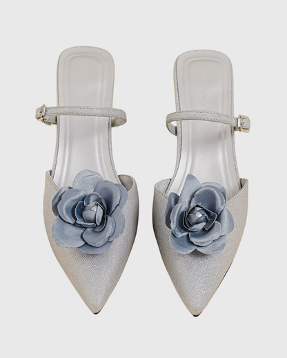 Zadie Rose Satin Mules In Blue