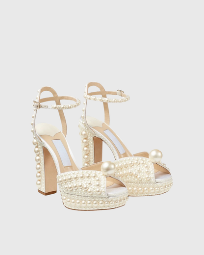 Liviana Pearl Platform Sandals In Ivory