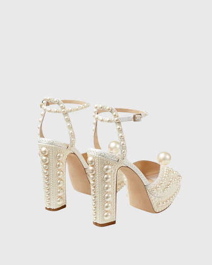 Liviana Pearl Platform Sandals In Ivory