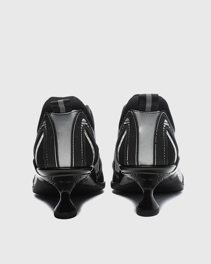 Zahava Lace up Sneaker Flared Heels In Black