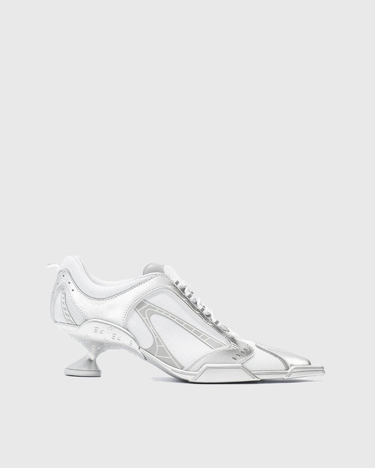 Zahava Lace up Sneaker Flared Heels In Silver