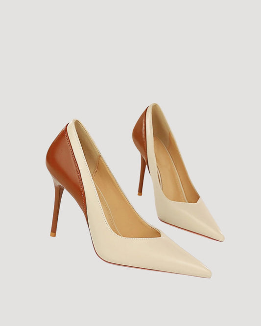 Zahrah Two Tone Splicing Pumps In White