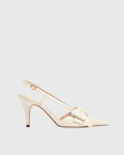 Zaina Bow Slingback Pumps In Cream