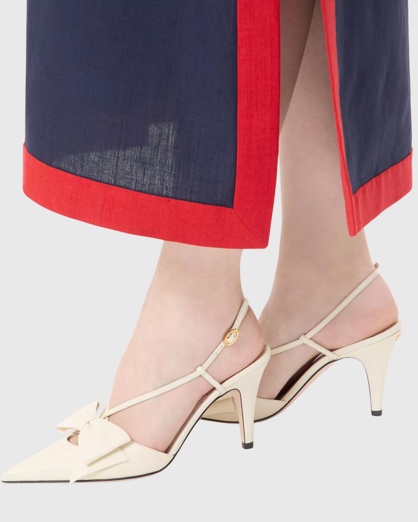 Zaina Bow Slingback Pumps In Cream