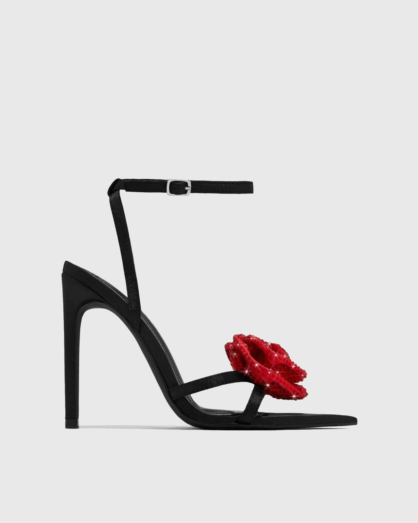 Zaira Rhinestone Flower Cross Strap Sandals In Black