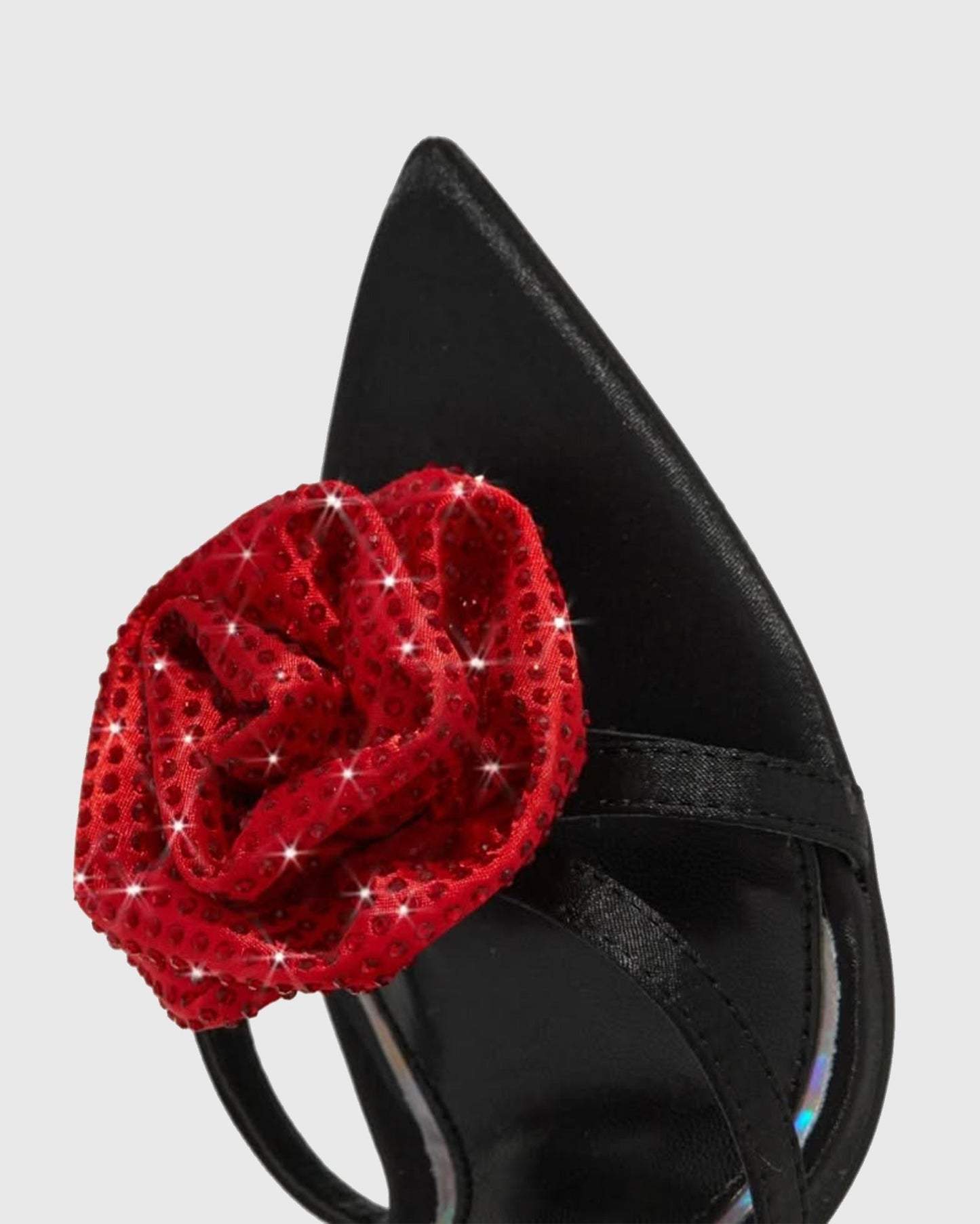 Zaira Rhinestone Flower Cross Strap Sandals In Black