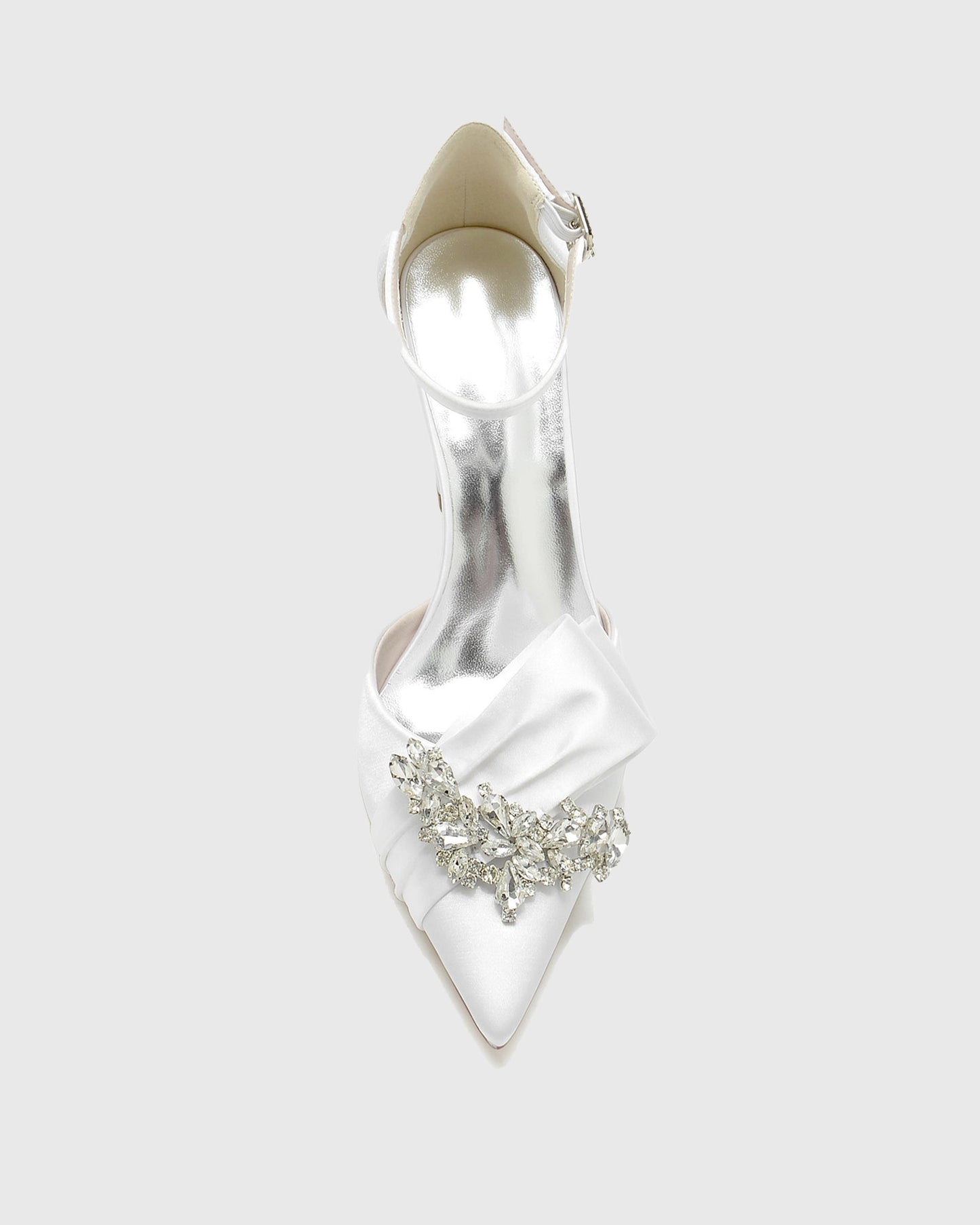 Zajac Rhinestone Wristband Satin Pumps In White