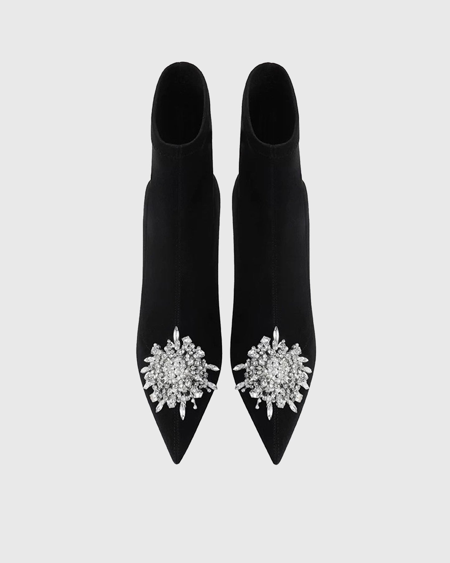 Zane Rhinestone Sunflower Velvet Ankle Boots