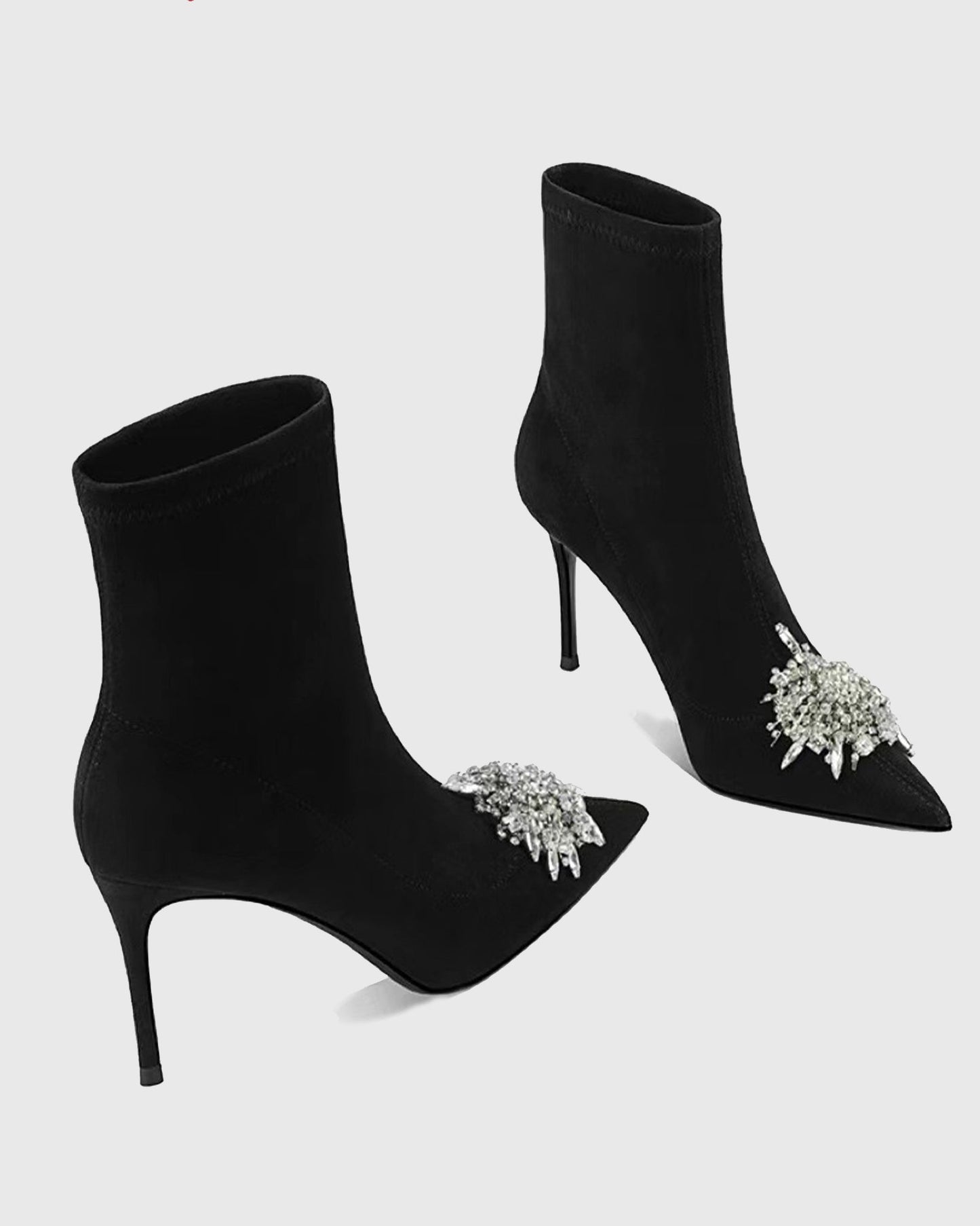 Zane Rhinestone Sunflower Velvet Ankle Boots
