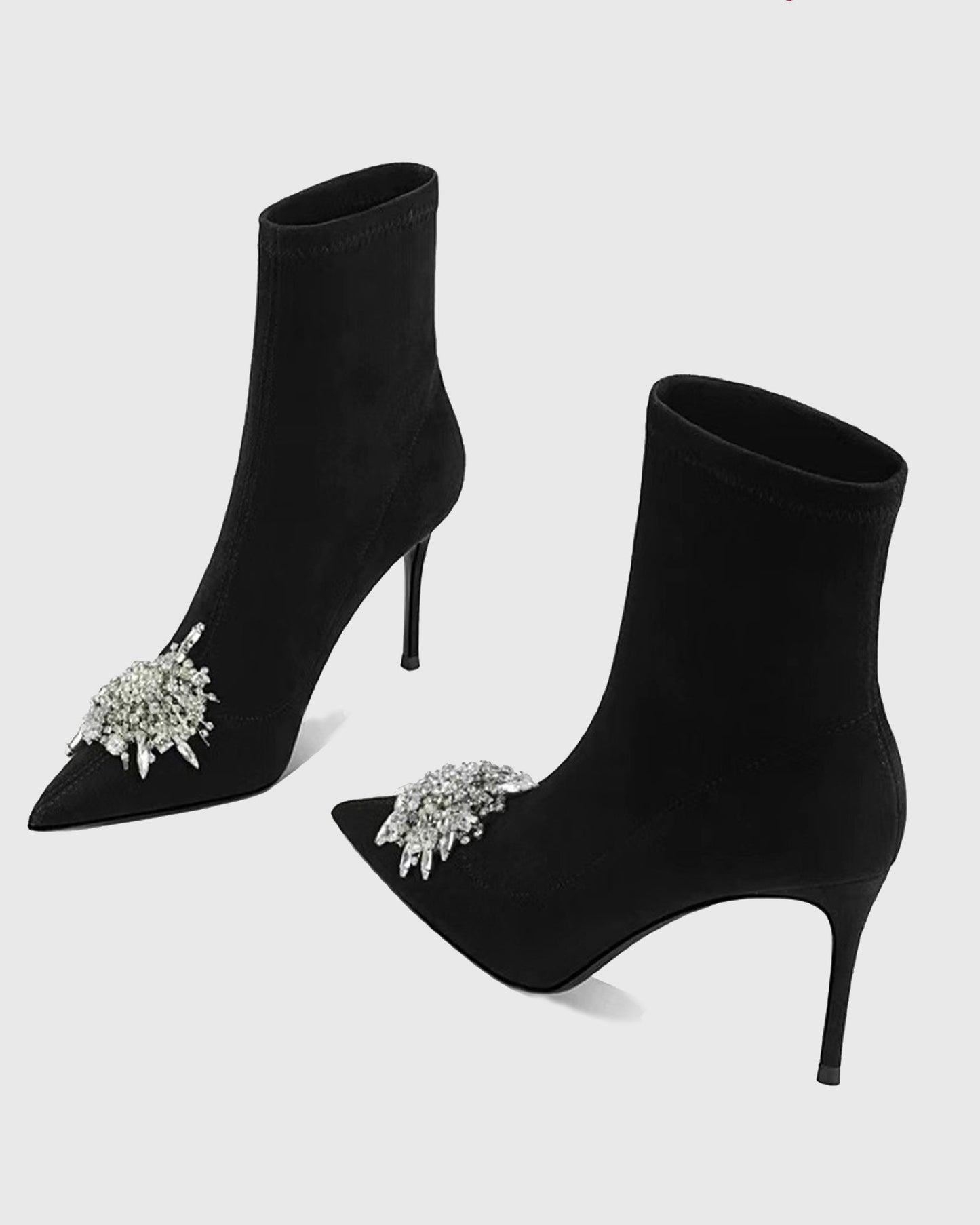 Zane Rhinestone Sunflower Velvet Ankle Boots