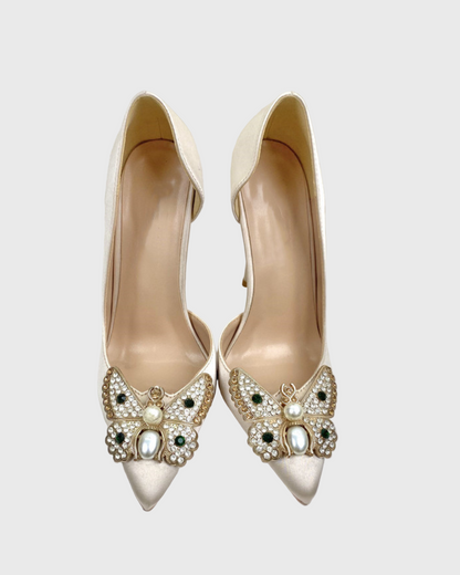 Zareen Butterfly Side Cut  Pumps In Champagne