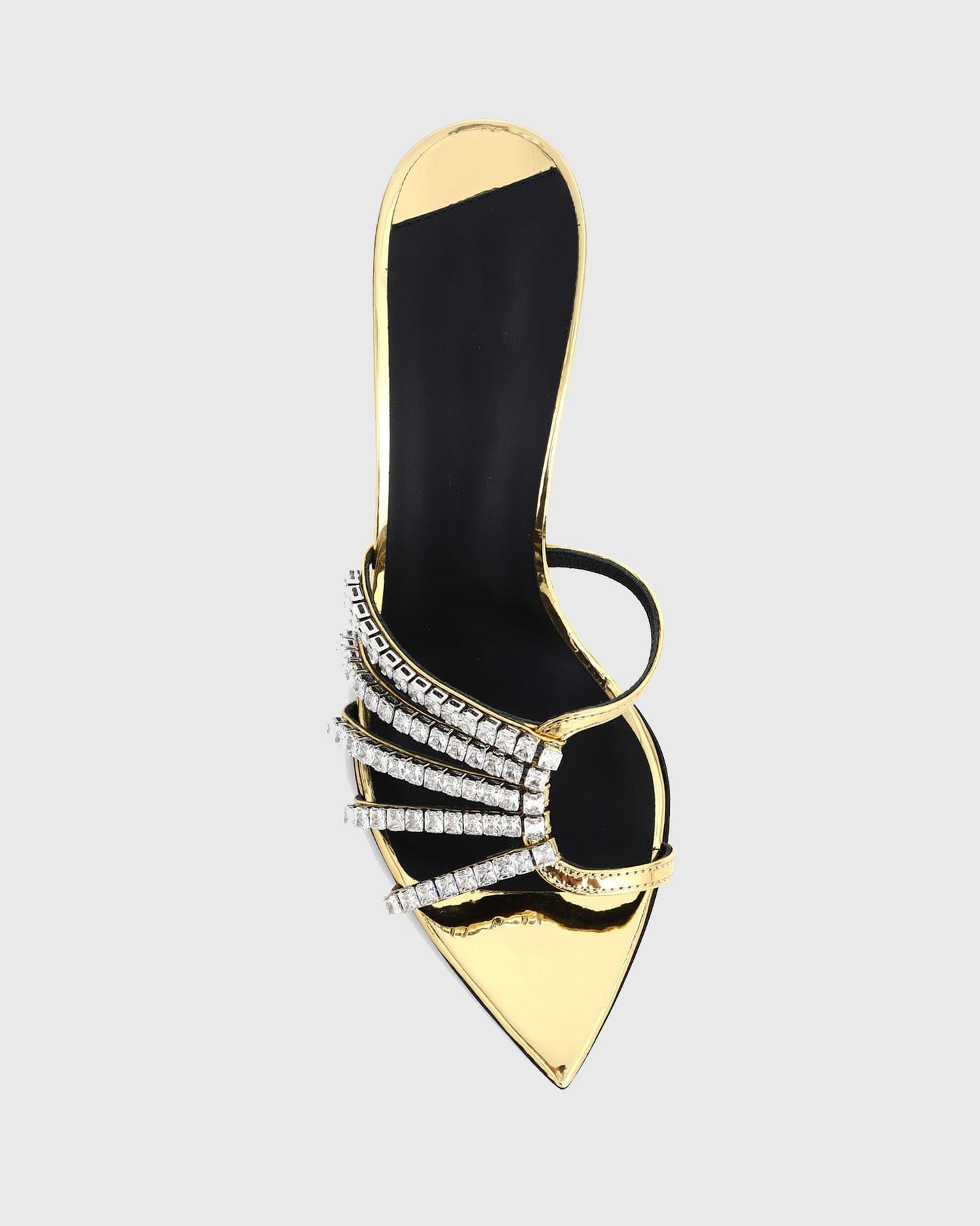 Zariel Half Rhinestone Cutout Slippers In Gold