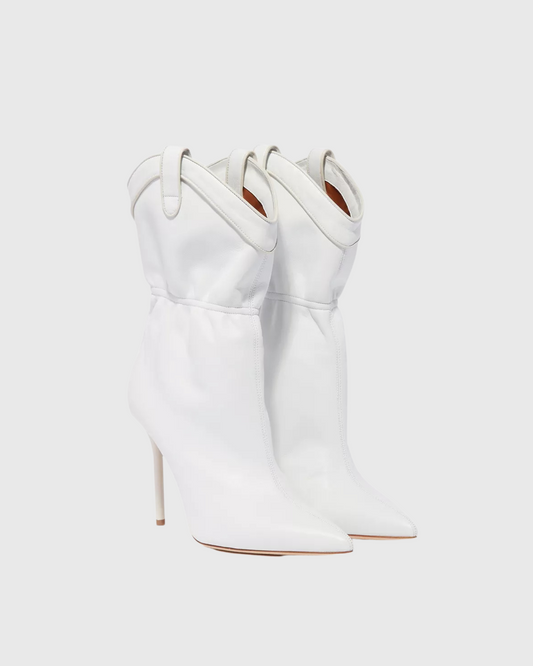 Zayd Leather Cowbot Boots In White