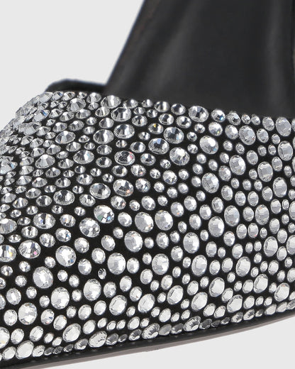 Zoe Rhinestone Faux Fur Strap Pumps