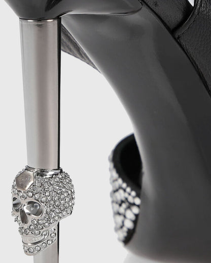 Zoe Rhinestone Faux Fur Strap Pumps