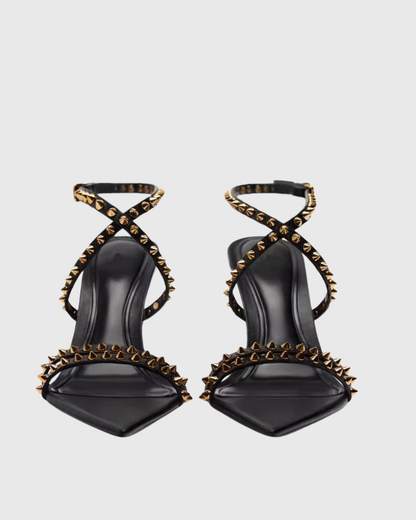 Zoie Rivet Cross Strap Sandals In Black