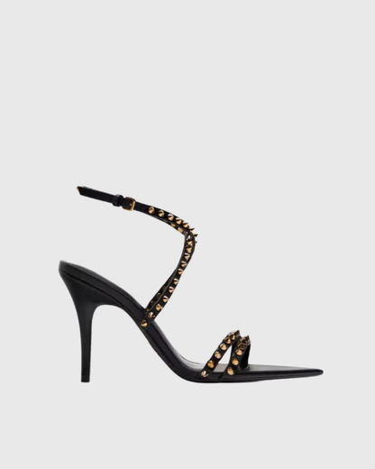 Zoie Rivet Cross Strap Sandals In Black